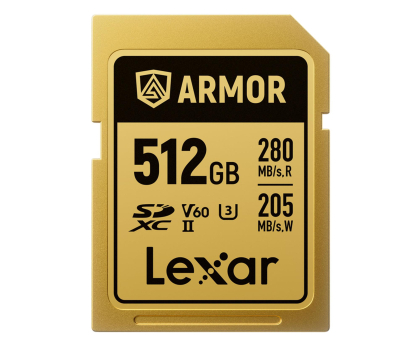 Karta pamięci SD Lexar 512GB SDXC ARMOR Gold UHS-II U3 V60 IP68 Stainless Steel